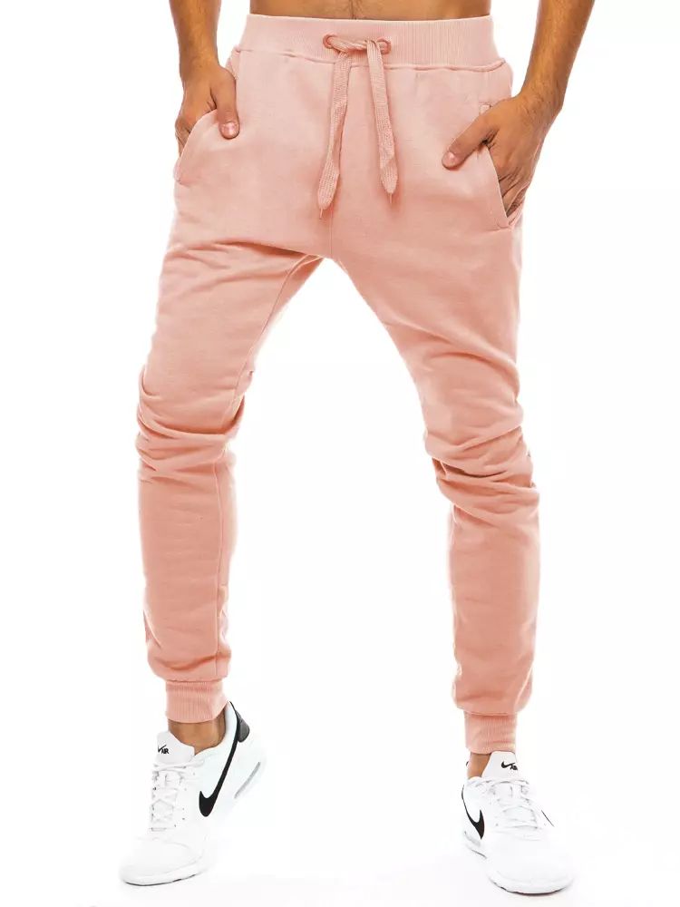 Levně Dstreet Pánské teplákové kalhoty UX3450 Barva: Růžová