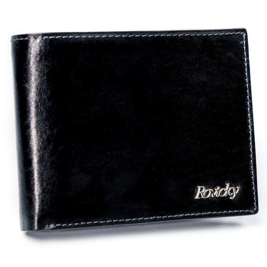 Levně ROVICKY Krásná pánská peněženka z kvalitní lícové kůže Barva: Černá