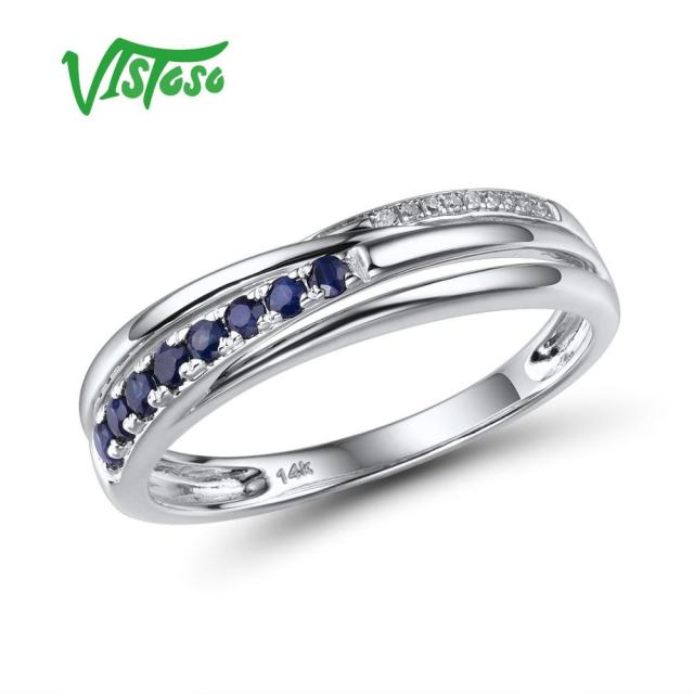 Levně Elegantní prsten z bílého zlata s barevnou čárou Listese Barva (Varianta): modrý safír, Velikost prstenu: 8.5 (58,3 mm)