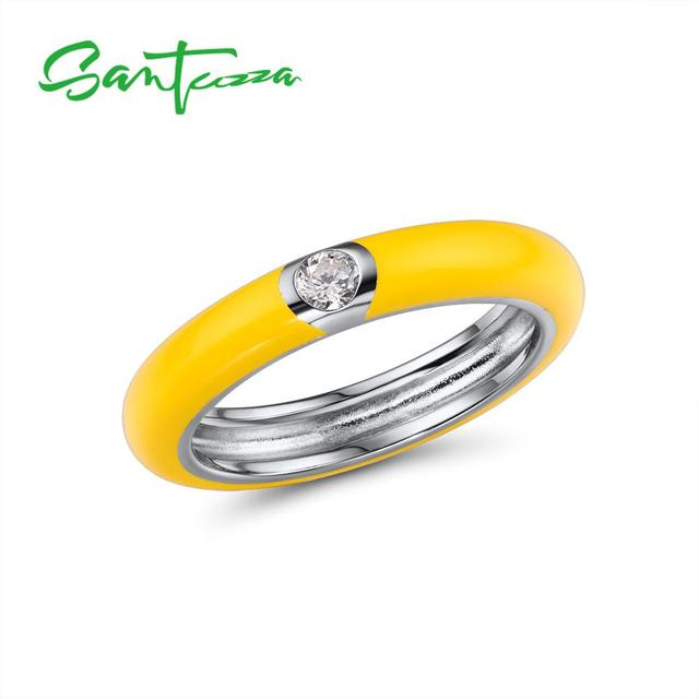 Levně Stříbrný barevný prsten s kamenem FanTurra Barva (Varianta): Žlutá, Velikost prstenu: 8 (57,1 mm)