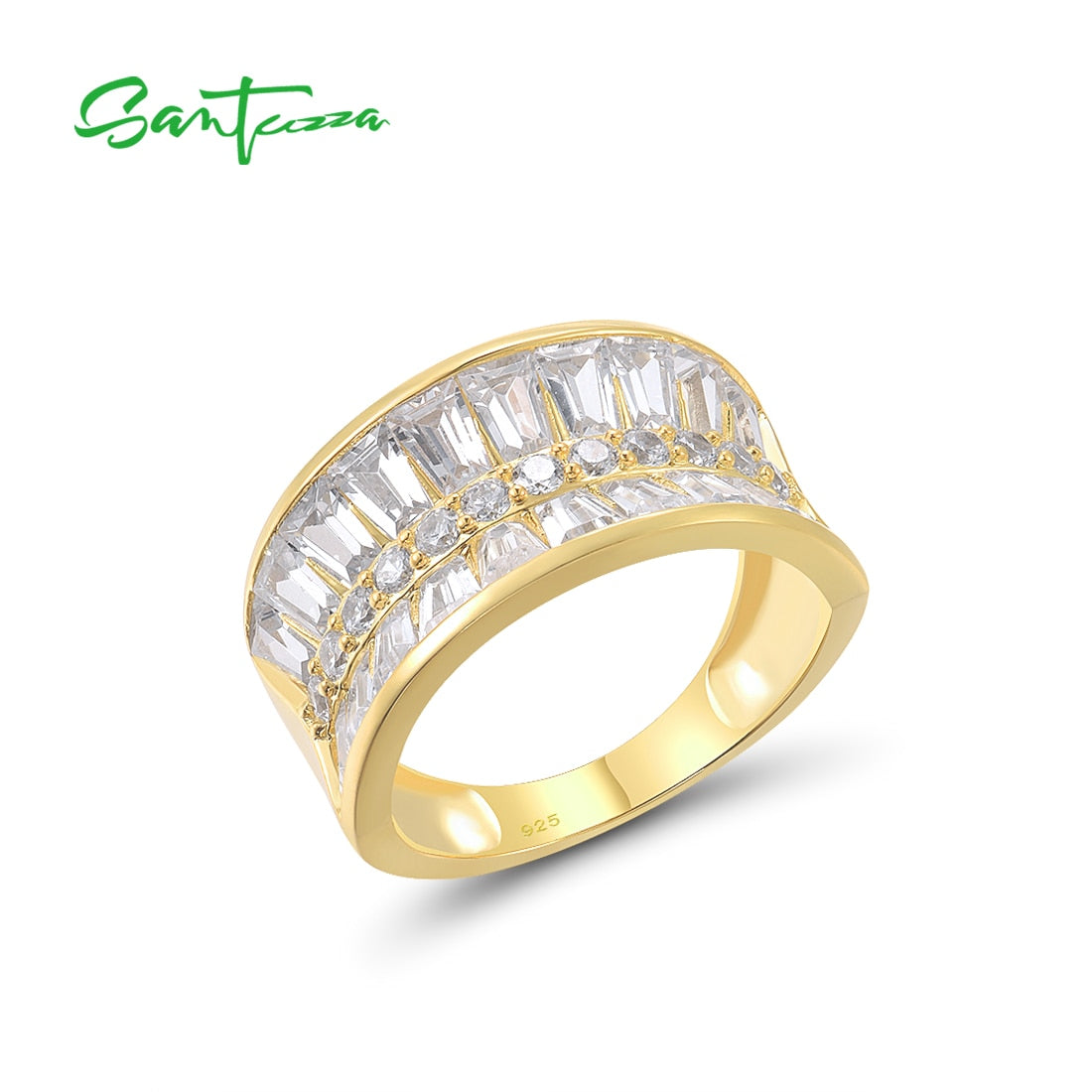 Levně Asymetrický stříbrný prsten zdobený kameny FanTurra Velikost prstenu: 6 (51,8 mm)
