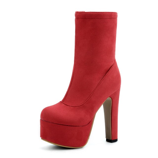 Levně Kotníkové boty na vysokém podpatku GoodDayGirl Fashion Barva: Červená