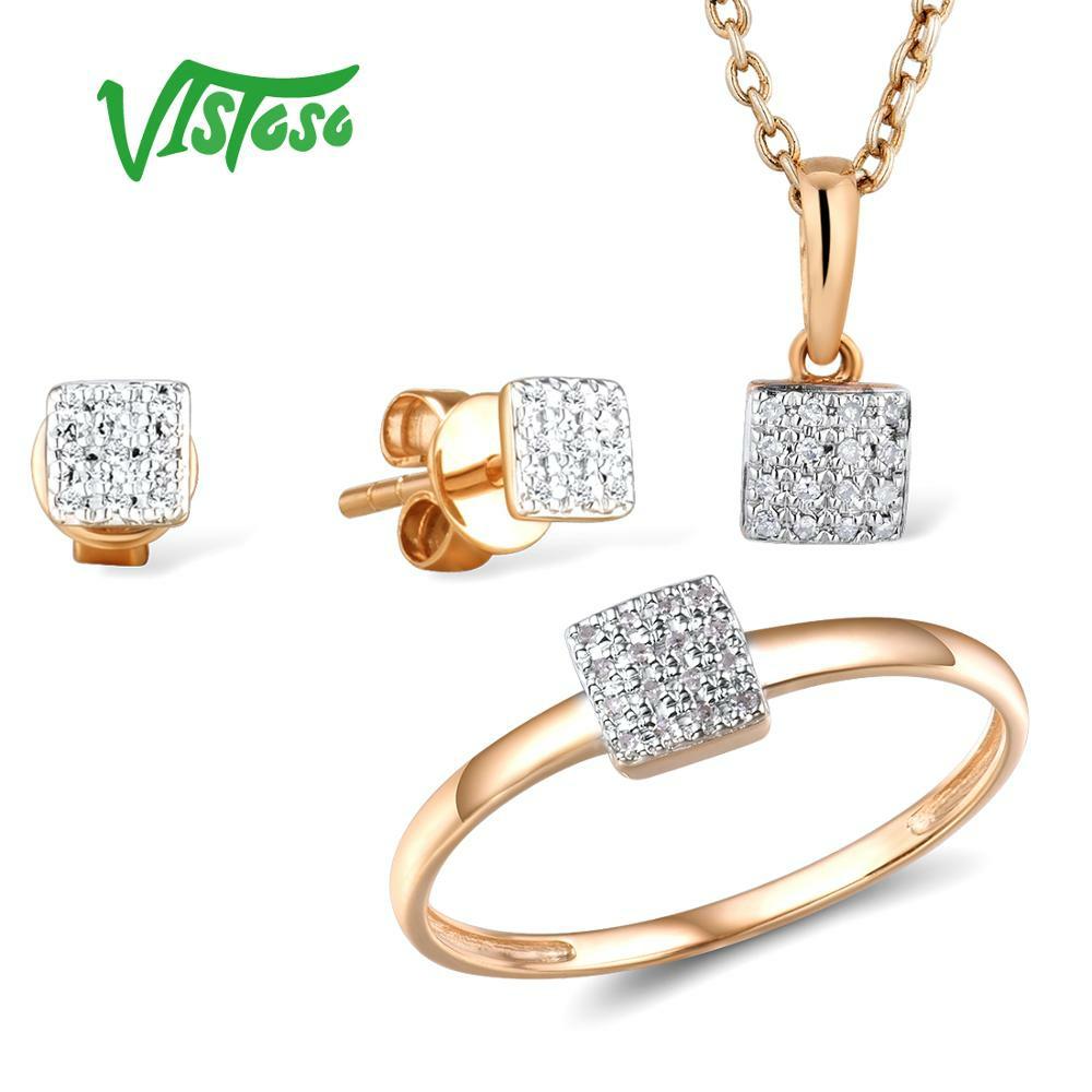 Levně Minimalistický zlatý set diamantové čtverce Listese Velikost prstenu: 7 (54,3 mm)