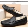 Kožené zimní mokasíny pánské loafers (Barva Černá, Velikost 37)