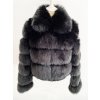 Chlupatý kožich crop bunda zimní se stojáčkem (Barva Černá, Velikost S)