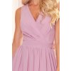 Dlouhé třpytivé šaty s výstřihem a zavazováním 362-1 JUSTINE (Velikost S, Barva Růžová)
