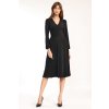 Klasické midi šaty s výstřihem NIFE S194 (Barva Černá, Velikost S)
