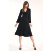 Klasické midi šaty s výstřihem NIFE S194 (Barva Černá, Velikost S)
