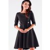 Rozevřené šaty s krátkými rukávy A520 (Velikost L, Barva Černá)