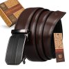 Elegantní kožený automatický řemínek (Velikost 105, Barva tmavě hnědá)
