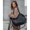 Dámská kožená shopper taška s kapsami - It bag (Barva Černá)