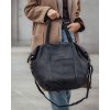 Dámská kožená shopper taška s kapsami - It bag (Barva Černá)