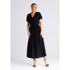 Zavinovací midi šaty s rozparky M935 (Barva Černá, Velikost S/M)