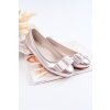 Kožené dětské baleríny s ozdobnou mašlí  Claril (Velikost 25, Barva Stříbrná)