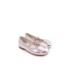 Kožené dětské baleríny s ozdobnou mašlí  Claril (Velikost 25, Barva Stříbrná)