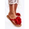 Dámské žabky s látkovým ornamentem  Eviana (Velikost 36, Barva Červená)