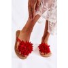 Dámské žabky s látkovým ornamentem  Eviana (Velikost 36, Barva Červená)
