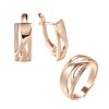Stylový set náušnice a prsten (Barva (Varianta) Růžovo zlatá, Velikost prstenu 11 (65,1 mm))