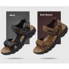 Pánské kožené sandály s pásky a dírkami (Barva Tmavě hnědá, Velikost 38)