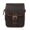 Kožená mini brašna s kapsami (Barva (varianta) tmavě  hnědá1)