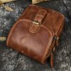 Kožená mini brašna s kapsami (Barva (varianta) tmavě  hnědá1)