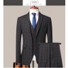 Pánský elegantní třídílný oblek s kostkovaným vzorem - L