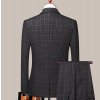 Pánský elegantní třídílný oblek s kostkovaným vzorem - L