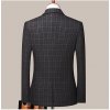 Pánský elegantní třídílný oblek s kostkovaným vzorem - L