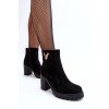 Dámské semišové boty na sloupku s ozdobou  Strong (Velikost 38, Barva Černá)