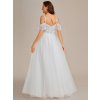 Svatební šaty z krajky a tylu na špagetová ramínka (Barva Bílá, Velikost S)