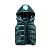 Zimní péřová vesta s prošíváním a kapucí - ZELENÁ XL