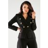Dvouřadé sako se širokými klopami a zlatými knoflíky A441 (Velikost S, Barva Černá)