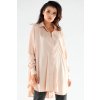 Oversize košile s dlouhým rukávem volného střihu A528 (Velikost ONE SIZE, Barva Béžová)