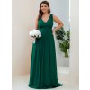 Šifonové maxi šaty s dvojitým výstřihem - ZELENÉ PLUS SIZE