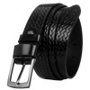 Pánský pásek z přírodní lícové kůže s copánkovým vzorem (Velikost 90, Barva Černá)