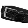 Pánský pásek z přírodní lícové kůže s copánkovým vzorem (Velikost 90, Barva Černá)
