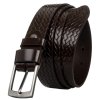 Pánský pásek z přírodní lícové kůže s copánkovým vzorem (Velikost 90, Barva Černá)