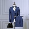 Pánský oblek 3v1 business styl pruhovaný - MODRÝ XS