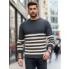 Pánský pruhovaný svetr    WX2133 (Velikost XL/2XL, Barva Tmavě šedá)