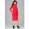 Zavinovací šaty 7/8 s řasením K477 (Barva Červená, Velikost XL)
