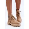 Prolamované Kožené Boty Workery  Ane (Velikost 40, Barva Béžová)