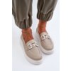 Dámské kožené mokasíny na platformě  S.Barski LR720 (Velikost 41, Barva Béžová)