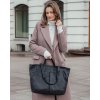 Velká kožená shopper taška s dvojitými uchy (Barva Černá)