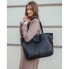 Velká kožená shopper taška s dvojitými uchy (Barva Černá)