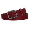 Dámský kožený pásek s klasickou stříbrnou sponou (Barva Červená)