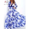 Letní maxi šaty s modrými květinami - XL