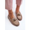 Dámské kožené mokasíny s ozdobou Laura Messi 2761 (Velikost 40, Barva Béžová)