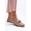 Dámské kožené mokasíny s ozdobou Laura Messi 2761 (Velikost 40, Barva Béžová)