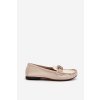 Dámské kožené mokasíny s ozdobou Laura Messi 2761 (Velikost 40, Barva Béžová)