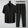 Pánský stylový set košile + kalhoty (Barva (varianta) Černá shirt trousers, Velikost M)